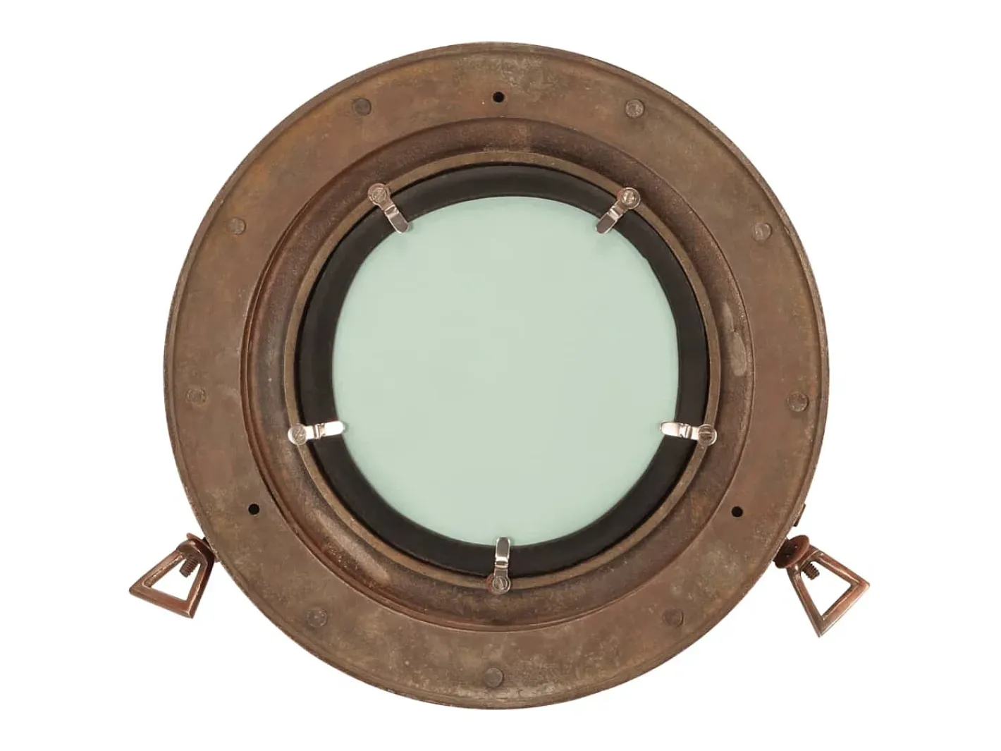 Espejo de ojo de buey de pared aluminio y vidrio Ø30 cm ES348653 Marru00f3n