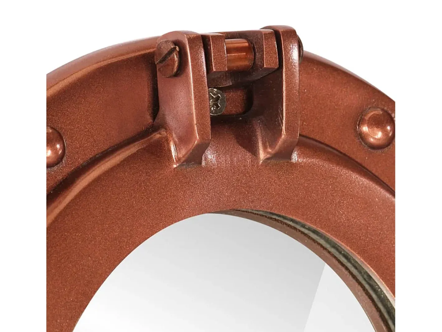 Espejo de ojo de buey de pared aluminio y vidrio Ø30 cm ES348653 Marru00f3n