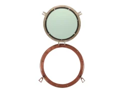 Online Espejo de ojo de buey de pared aluminio y vidrio Ø50 cm ES738147 Marru00f3n