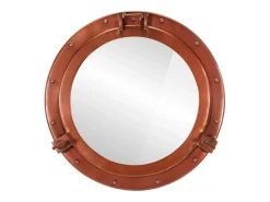 Online Espejo de ojo de buey de pared aluminio y vidrio Ø50 cm ES738147 Marru00f3n