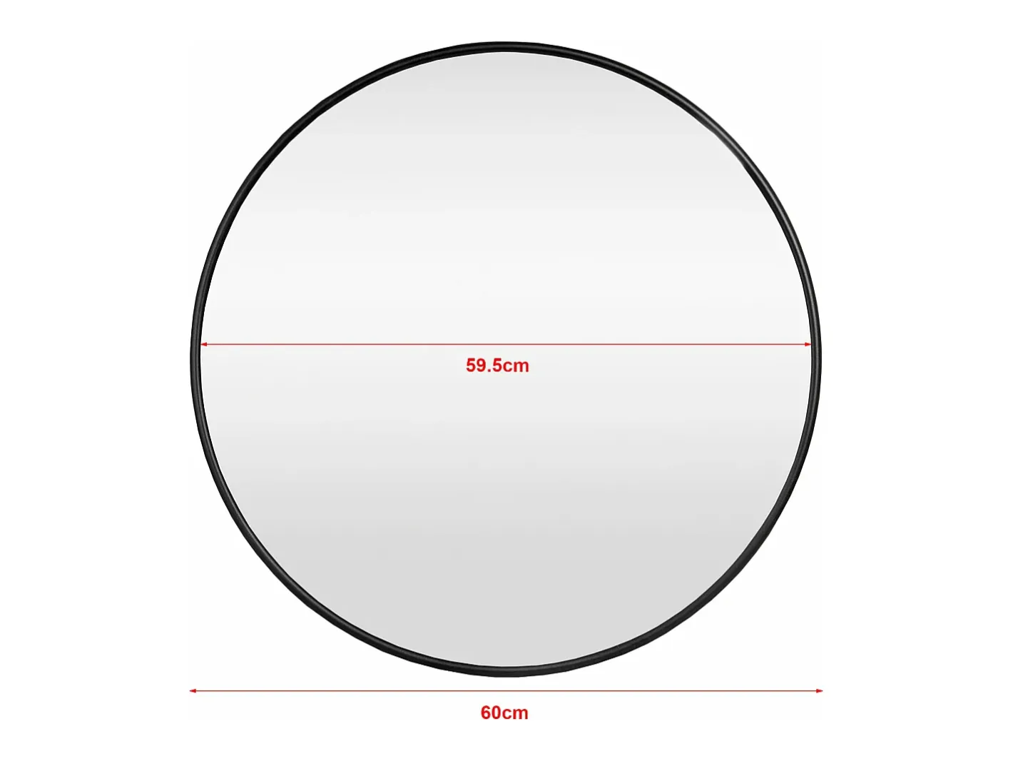 Helloshop26 Espejo de pared 60 cm de diámetro marco de aluminio 03_0007935 Negro Discount