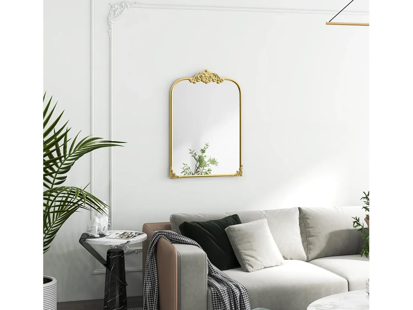 Espejo de pared barroco, marco decorativo de metal, , 60x87,5 cm Dorado New
