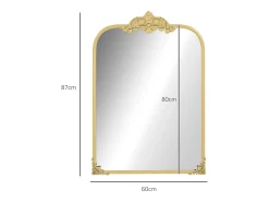 Espejo de pared barroco, marco decorativo de metal, , 60x87,5 cm Dorado New