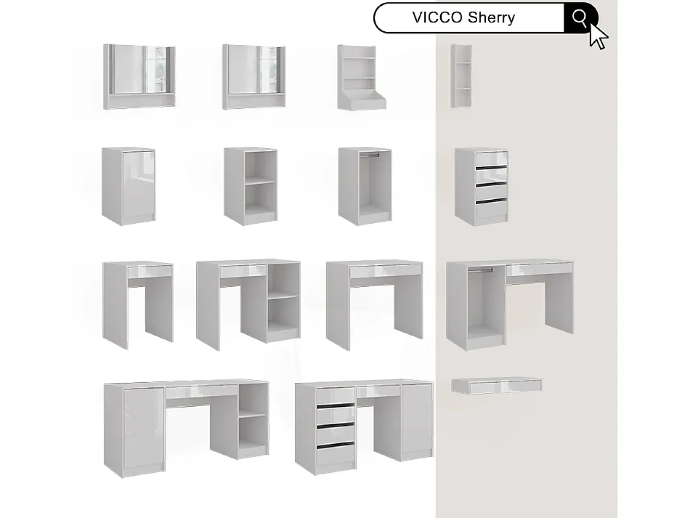 Vicco Espejo-Espejo de pared 80x10x65 sherry Blanco