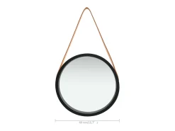 Espejo De Pared|Espejo-Espejo de pared con correa 40 cm Negro
