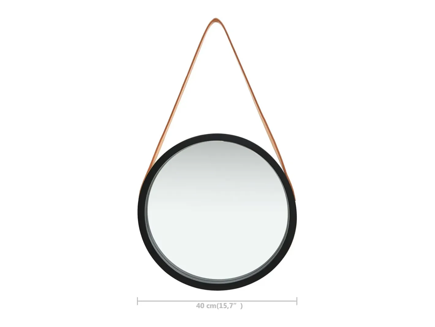 Espejo De Pared|Espejo-Espejo de pared con correa 40 cm Negro