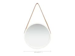 Discount Espejo de pared con correa 40 cm Blanco