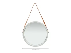 Espejo de pared con correa 50 cm Plata Plateado Sale