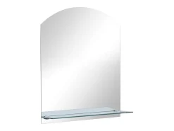 Espejo de pared con estante de vidrio templado 30x50 cm ES148680 Plateado