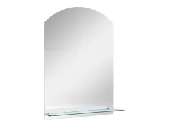 Espejo De Pared|Espejo-Espejo de pared con estante de vidrio templado 20x40 cm ES839206 Plateado