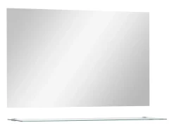 Espejo De Pared|Espejo-Espejo de pared con estante de vidrio templado 100x60 cm ES680690 Plateado