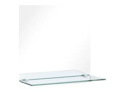 Best Espejo de pared con estante de vidrio templado 50x50 cm ES351569 Plateado