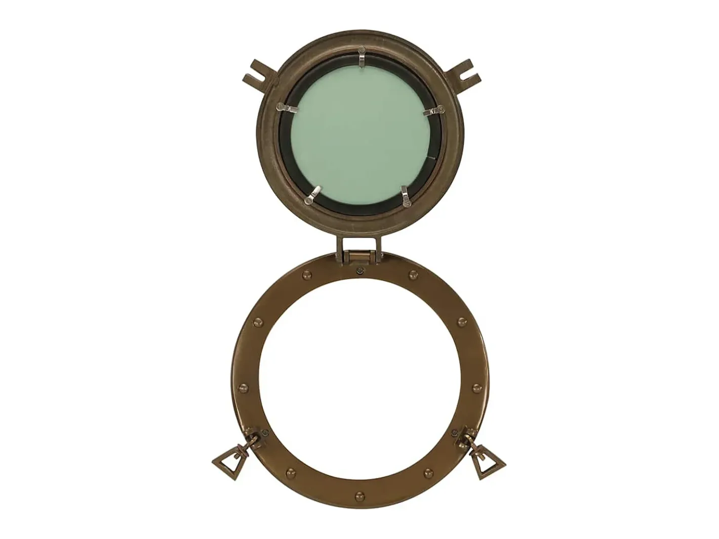 Espejo de pared con forma de ojo de buey Ø30 cm aluminio y cristal Marru00f3n Best