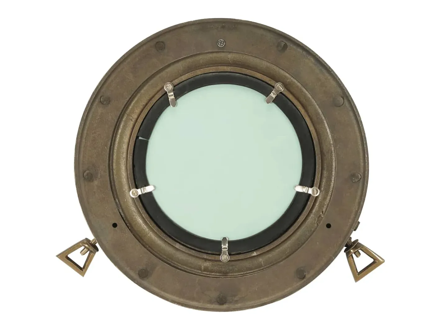 Espejo de pared con forma de ojo de buey Ø30 cm aluminio y cristal Marru00f3n Best
