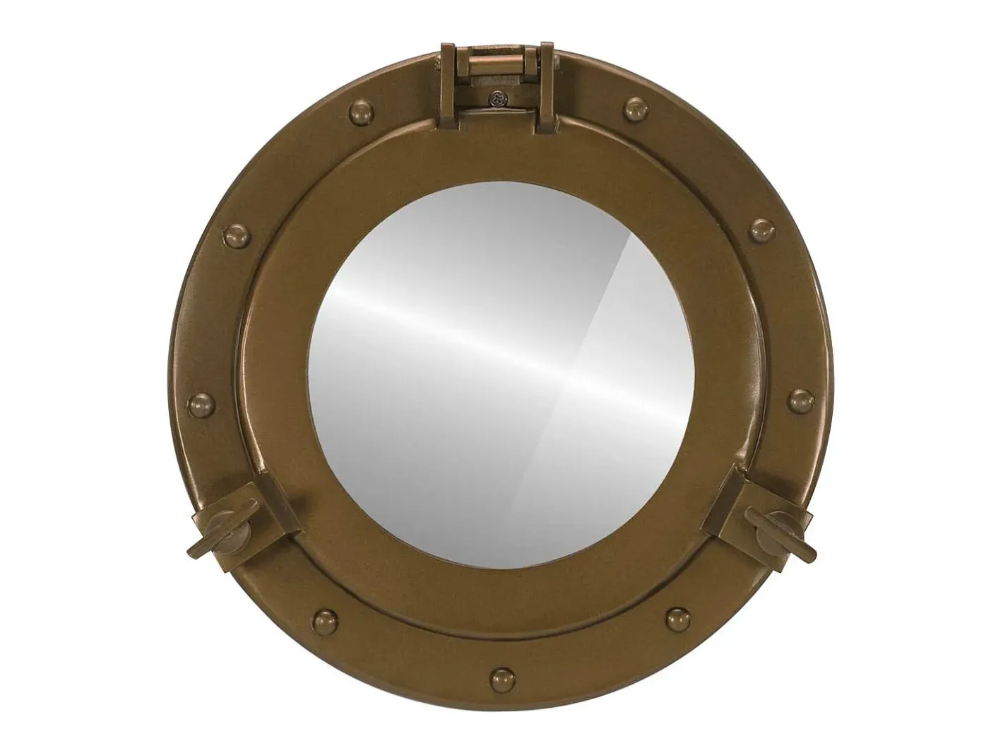 Espejo de pared con forma de ojo de buey Ø30 cm aluminio y cristal Marru00f3n Best