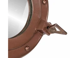 Espejo-Espejo de pared con forma de ojo de buey Ø38 cm aluminio y cristal Marru00f3n