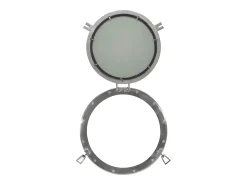 Espejo de pared con forma de ojo de buey Ø50 cm aluminio y cristal Plateado