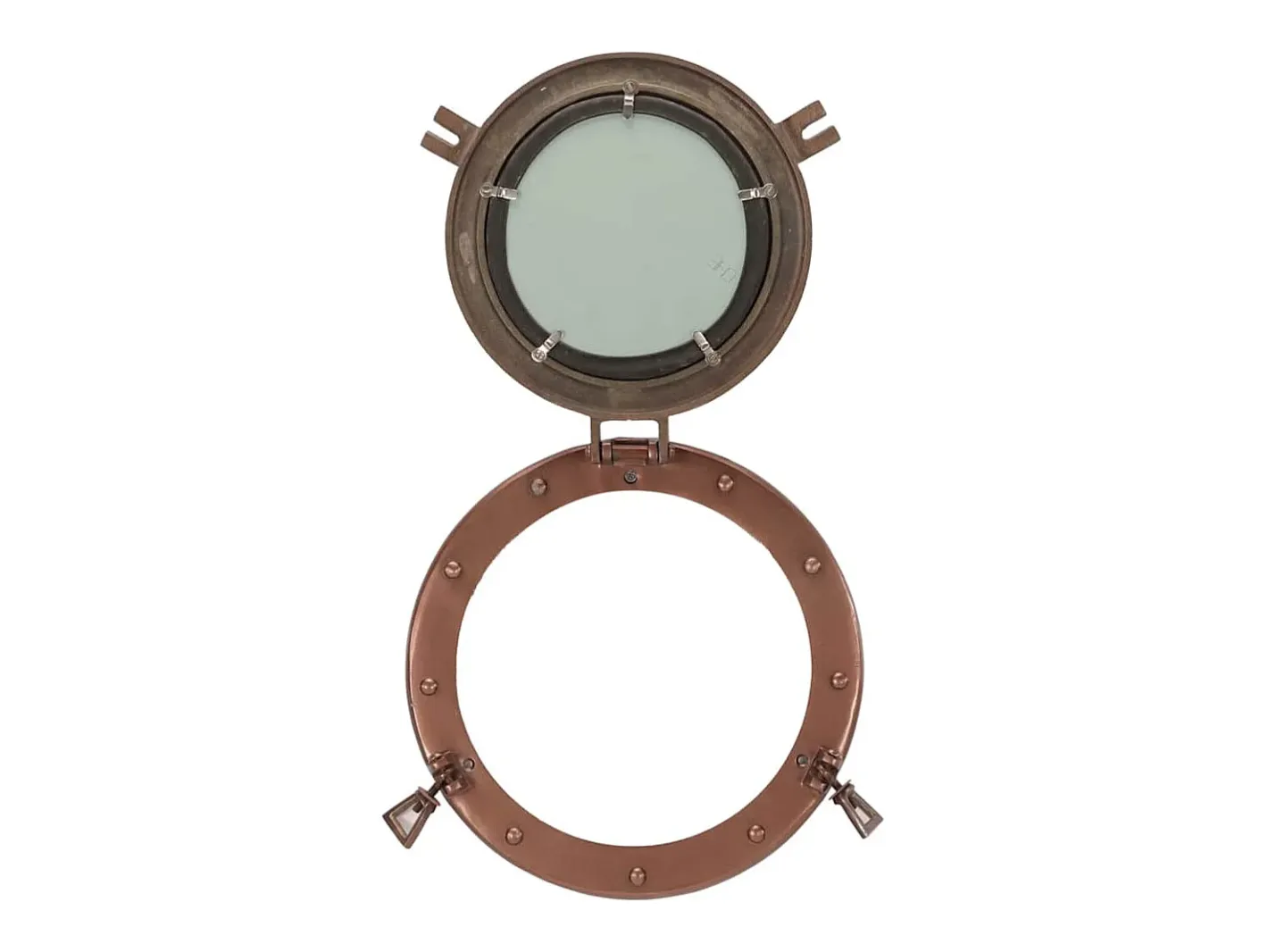 Espejo de pared con forma de ojo de buey Ø30 cm aluminio y cristal Marru00f3n Sale