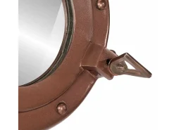 Espejo de pared con forma de ojo de buey Ø30 cm aluminio y cristal Marru00f3n Sale