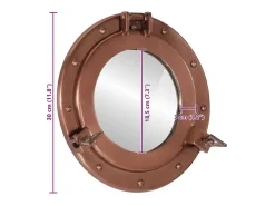 Espejo de pared con forma de ojo de buey Ø30 cm aluminio y cristal Marru00f3n Sale