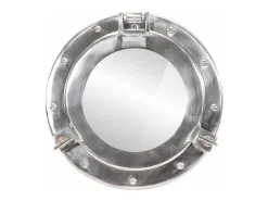 Espejo de pared con forma de ojo de buey Ø30 cm aluminio y cristal Plateado Best