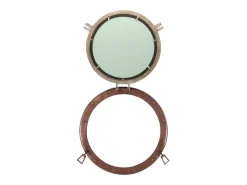 Espejo-Espejo de pared con forma de ojo de buey Ø50 cm aluminio y cristal Marru00f3n