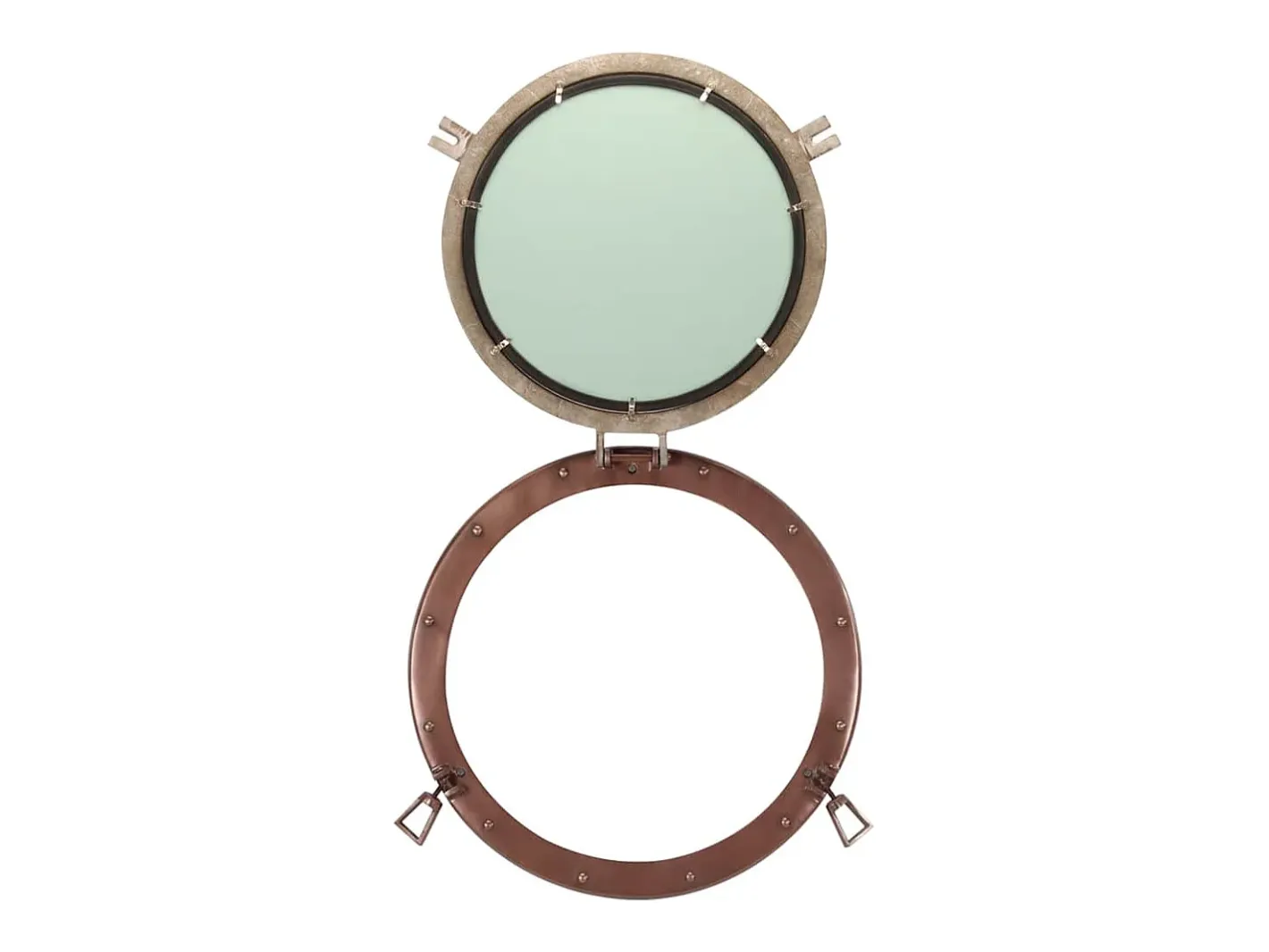 Espejo-Espejo de pared con forma de ojo de buey Ø50 cm aluminio y cristal Marru00f3n