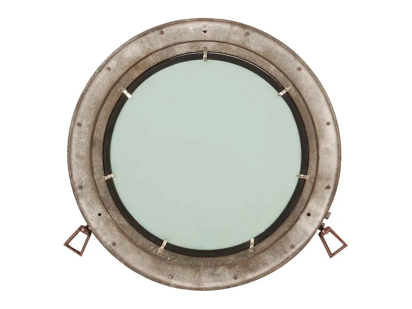 Espejo-Espejo de pared con forma de ojo de buey Ø50 cm aluminio y cristal Marru00f3n