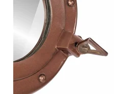 Espejo-Espejo de pared con forma de ojo de buey Ø50 cm aluminio y cristal Marru00f3n