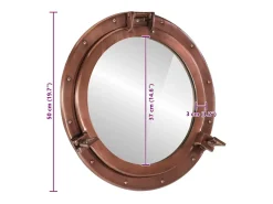 Espejo-Espejo de pared con forma de ojo de buey Ø50 cm aluminio y cristal Marru00f3n