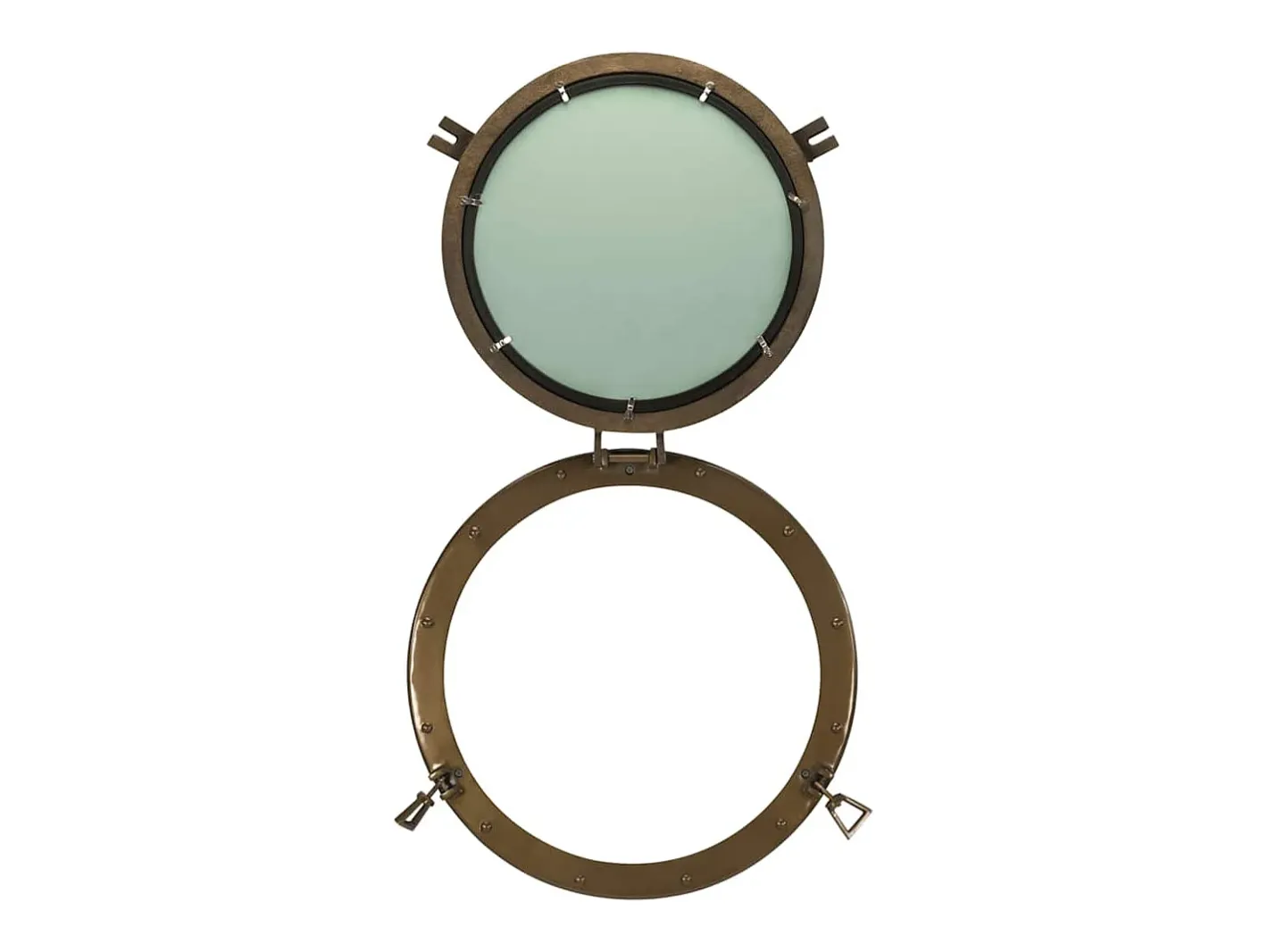 Espejo-Espejo de pared con forma de ojo de buey Ø50 cm aluminio y cristal Marru00f3n