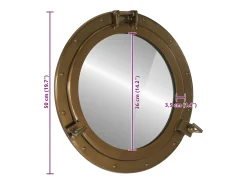 Espejo-Espejo de pared con forma de ojo de buey Ø50 cm aluminio y cristal Marru00f3n