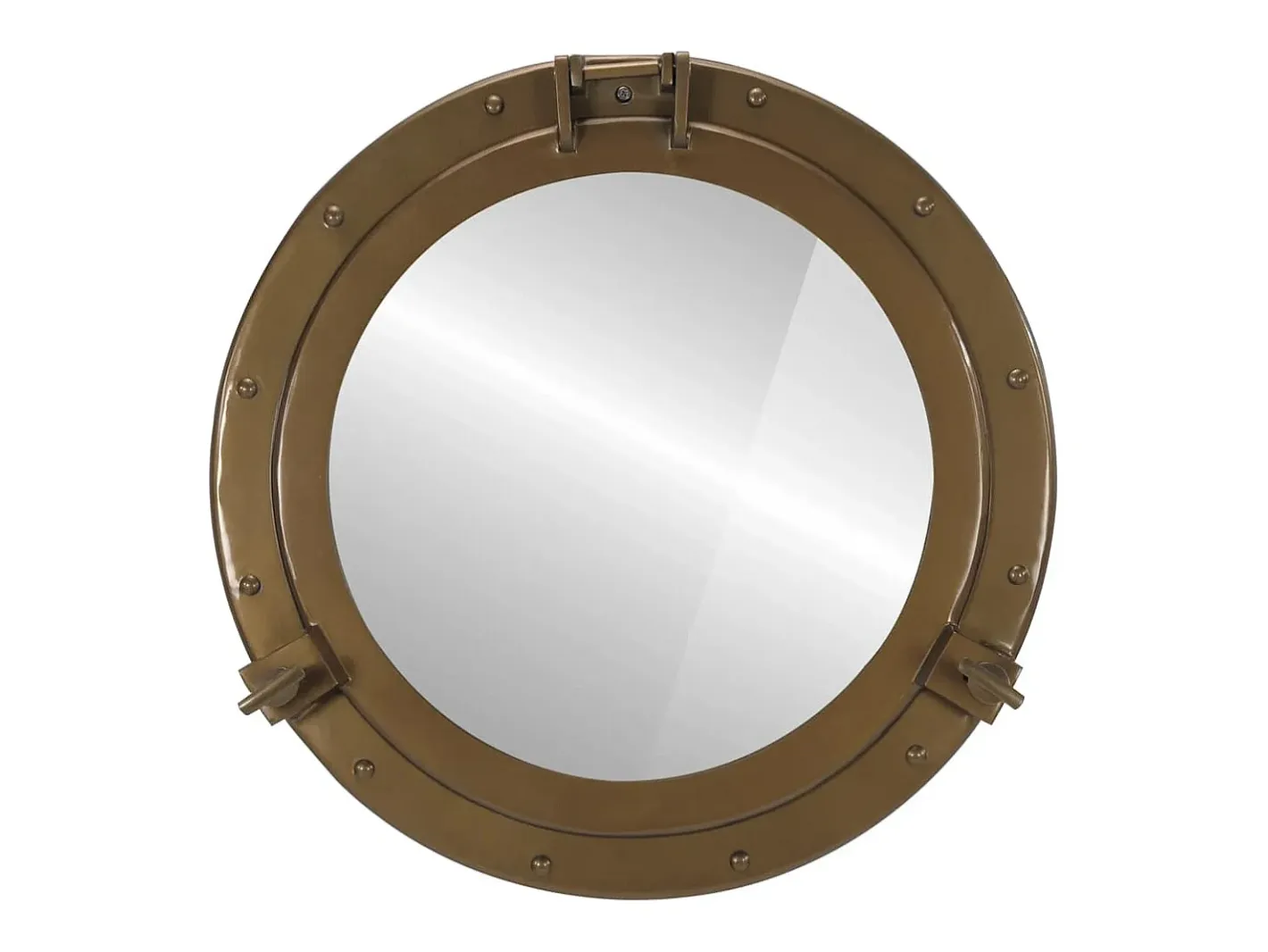 Espejo-Espejo de pared con forma de ojo de buey Ø50 cm aluminio y cristal Marru00f3n