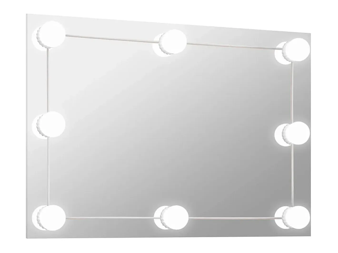 Espejo De Pared|Espejo-Espejo de pared con lámparas LED Cristal Rectangular Plateado