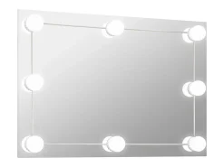 Outlet Espejo de pared con luces LED rectangular de vidrio ES114395 Plateado