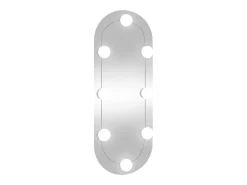 Hot Espejo de pared con luces LED 20x50 cm cristal ovalado Plateado