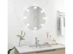 Espejo de pared con luces LED Cristal Redondo Plateado Clearance