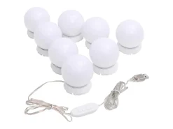 Espejo de pared con luces LED Cristal Redondo Plateado Clearance
