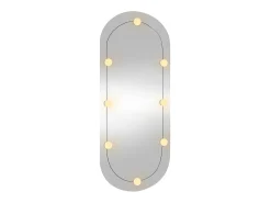 Espejo de pared con luces LED 25x60 cm cristal ovalado Plateado Online