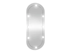 Espejo de pared con luces LED 25x60 cm cristal ovalado Plateado Online