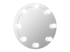 Espejo De Pared|Espejo-Espejo de pared con luces LED Cristal Redondo Plateado