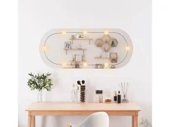 Espejo de pared con luces LED 40x90 cm cristal ovalado Plateado