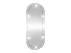 Espejo de pared con luces LED 40x90 cm cristal ovalado Plateado