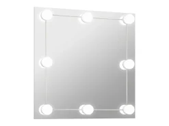 Espejo De Pared|Espejo-Espejo de pared con luces LED cuadrado de vidrio ES272073 Plateado