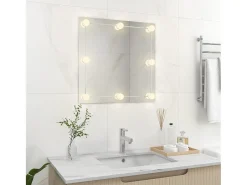 Espejo De Pared|Espejo-Espejo de pared con luces LED cuadrado de vidrio ES272073 Plateado