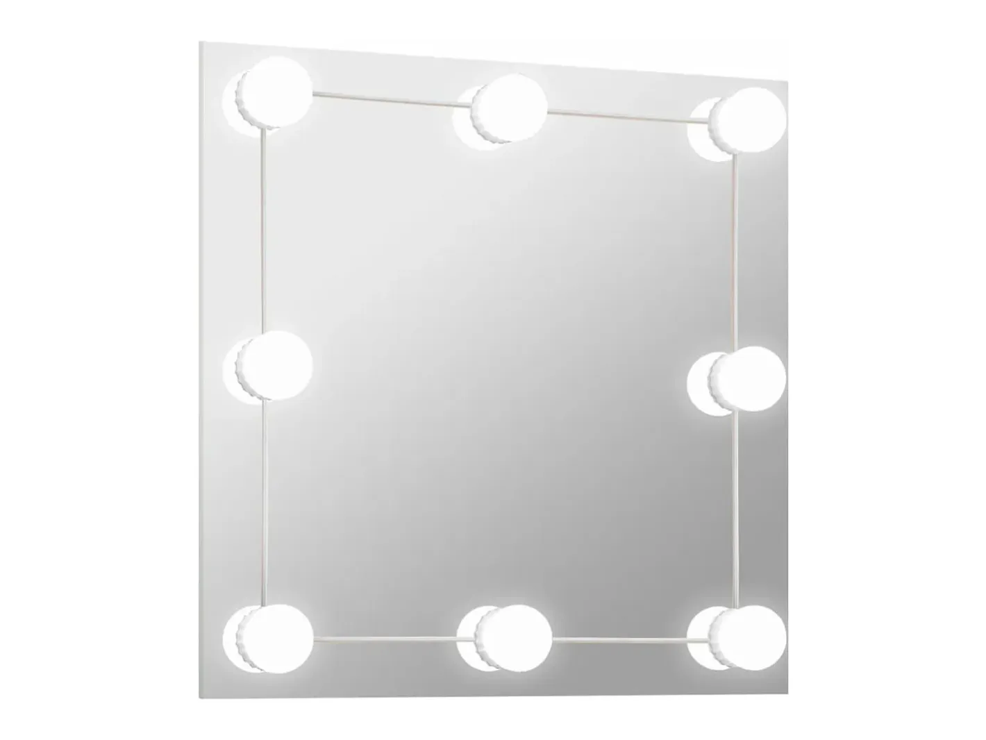 Espejo De Pared|Espejo-Espejo de pared con luces LED cuadrado de vidrio ES480463 Plateado