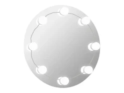 Espejo De Pared|Espejo-Espejo de pared con luces LED redondo de vidrio ES666862 Plateado