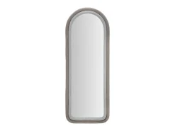 Espejo De Pared|Espejo-Espejo de pared con marco arqueado de tela 160x60x4 cm Cloe - Gris Topo