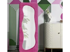 Espejo De Pared|Espejo-Espejo de pared con marco de terciopelo 160x60x4 cm Theodor - Fucsia Rosa