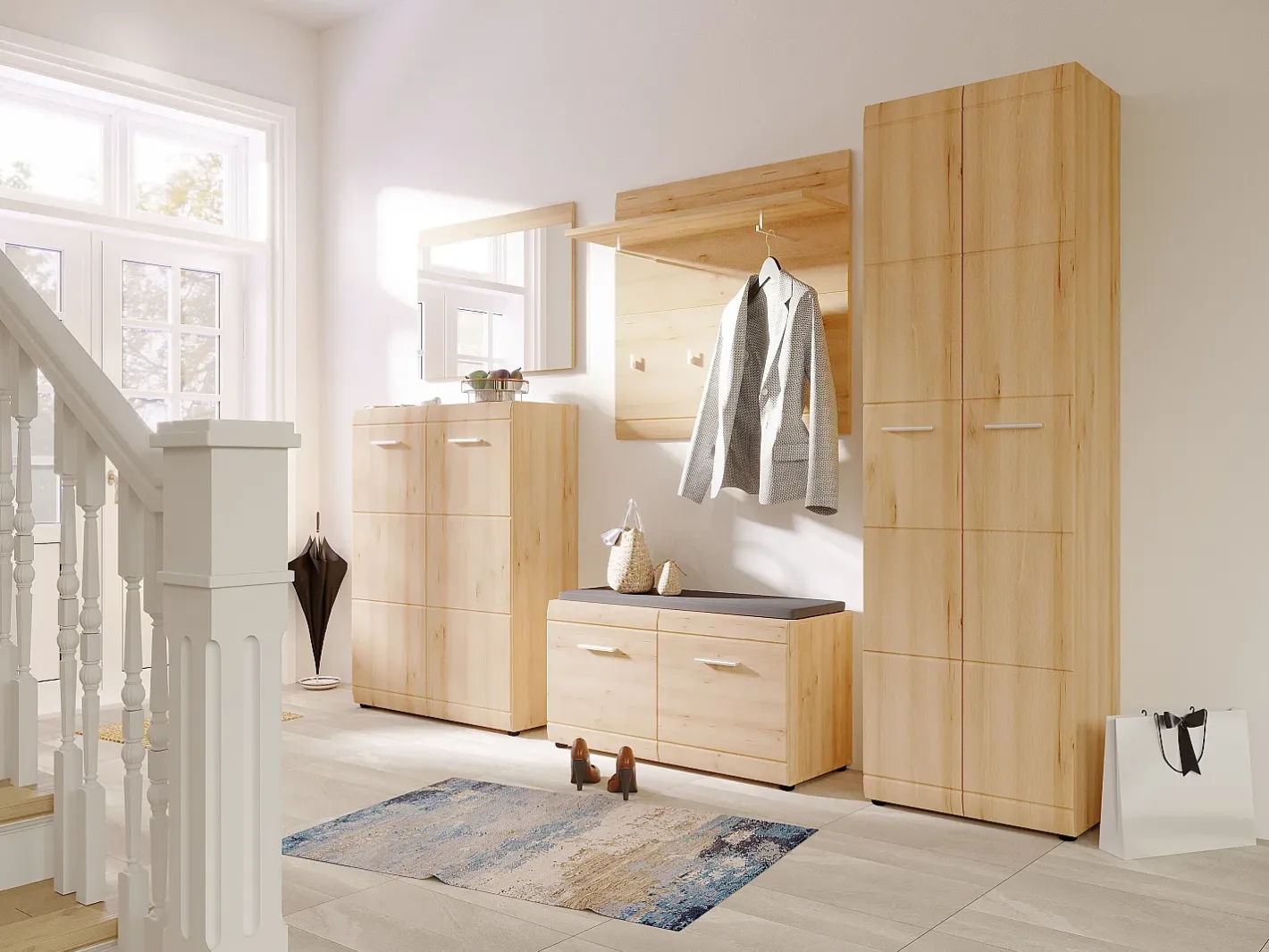 MSO Espejo de pared Contour en madera de haya look Colonia Color natural claro Online